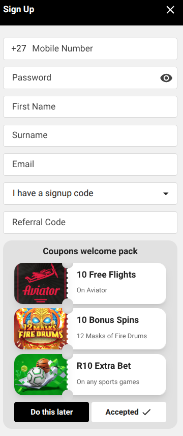 Open your Betway account