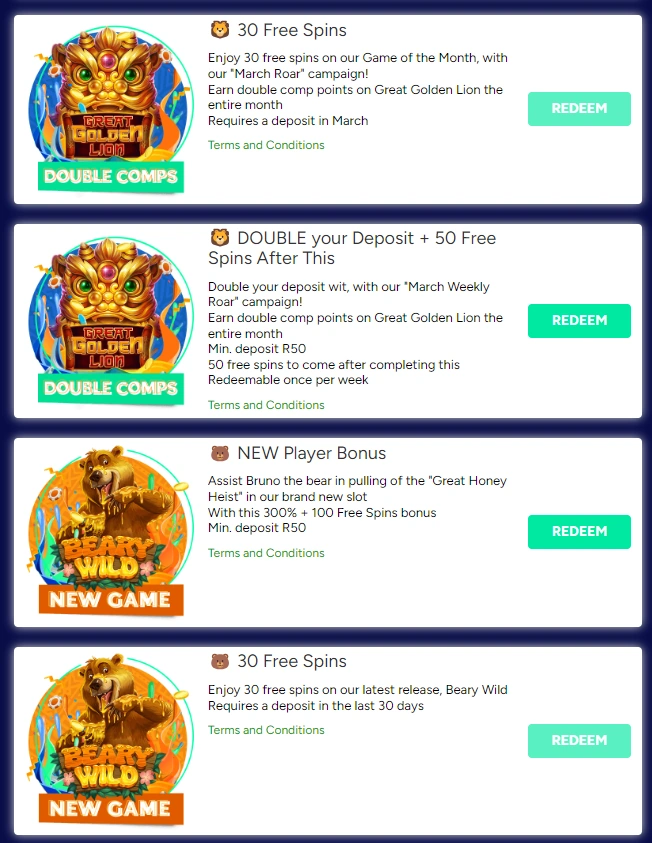 Thunderbolt Casino bonuses