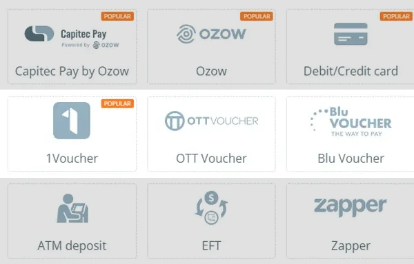 Prepaid vouchers available at South African online casinos